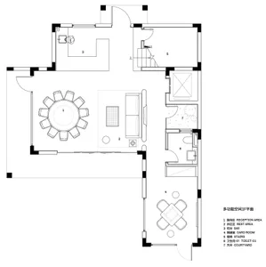 Detailed office building layout diagram showcasing various functional zones and layout planning in paper format.