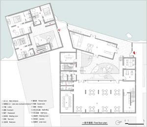 Detailed architectural layout of a modern residential building, including rooms and functional zones.