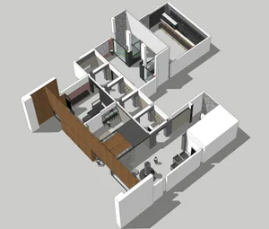 Modern office space featuring glass, concrete, and steel materials.