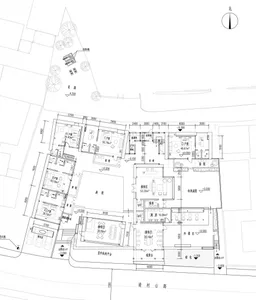 A detailed residential layout floor plan with dimensions, rooms, and spaces.