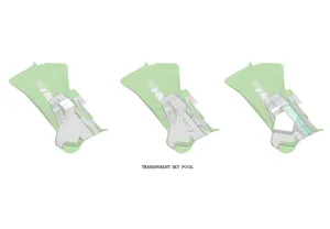 A rendered architectural plan of a transparent sky pool.