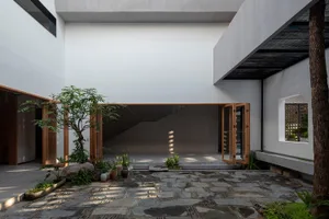 Concrete materials and design details in a modern interior space.