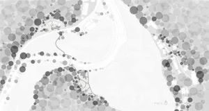 A map with various bubbles indicating architectural features