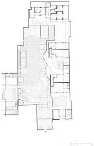 Detailed architectural floor plan of a luxury house showing various rooms and their layout.