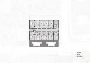 Detailed architectural layout of a residential building with multiple rooms and amenities.
