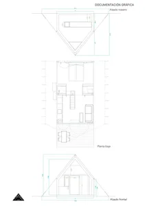Architectural drawing of a house floor plan with measurements.
