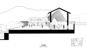 A modern exterior architectural design featuring timber, glass, and concrete materials.