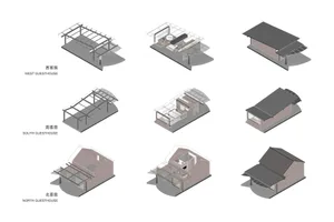 3D rendered perspective of guesthouses.