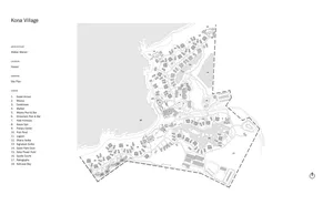 Black and white architectural drawing of the Kona Village resort site plan.