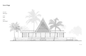 Side view of a modern building constructed with wooden materials.
