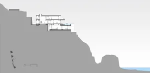 A modern architectural design featuring concrete materials.