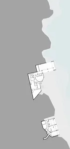 A floor plan of a modern minimalist architectural design