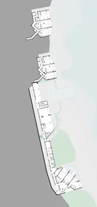 A architectural drawing of a modern residential floor plan.