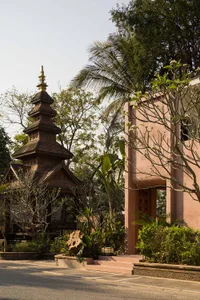 Traditional Thai architecture featuring concrete construction details.
