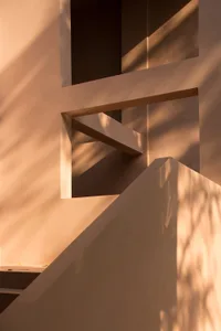 Concrete floor with abstract light and shadow patterns