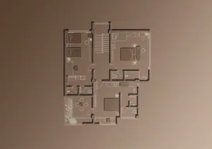 Floor plan of a residential house depicted on paper.