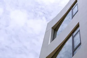 Modern architecture with a white floor.