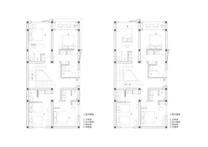A detailed black and white architectural floor plan showing a modern residential building layout.