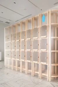 Modern lockers made of glass and metal