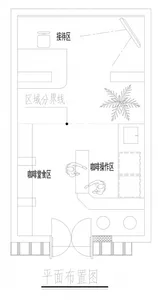Two-dimensional architectural blueprint of a coffee shop interior