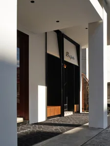 Modern storefront with glass facade and minimalist design