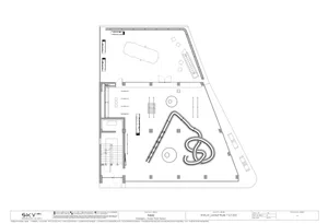 2D architectural drawing of a modern building interior with metal elements.
