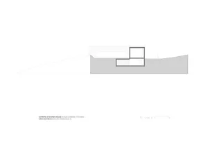 An architectural cross-section drawing showing the interior layout of a modern building structure made of metal.