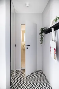 Modern interior design featuring minimalist decor and concrete surfaces
