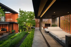 A modern interior design featuring minimalist furniture and natural light.