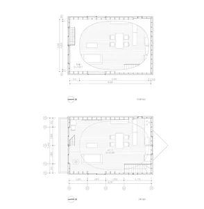 A detailed architectural floor plan of a modern house with structural lines and dimensions.