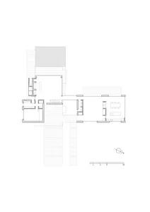 Minimalist architectural floor plan showing simple and clean lines.