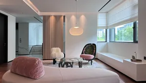 Modern living room with contemporary furniture and minimalist decor