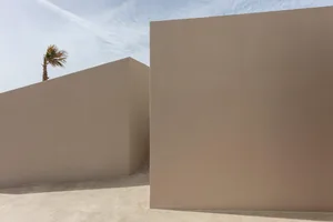 Concrete wall of a modern architectural structure.