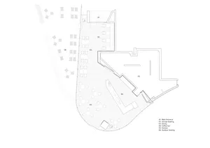 現代餐廳的 2D 平面圖，包含多張餐桌與椅子，展現實用且井然有序的布局