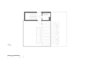 2D floor plan of a minimalist home with various rooms and their connections