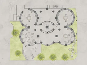 Inviting open space with a central circular design, chairs, and a focus on functionality and comfort