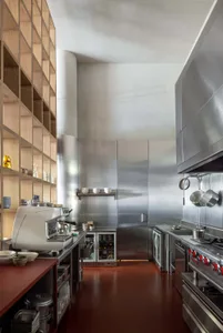 Modern kitchen with stainless steel appliances, clean lines, and functional layout