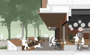A restaurant interior with various seating options, potted plants, and a comfortable atmosphere