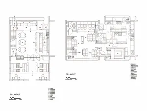 Top-down floor plan of a restaurant with chairs, dining tables, and a sink, creating a welcoming atmosphere for guests
