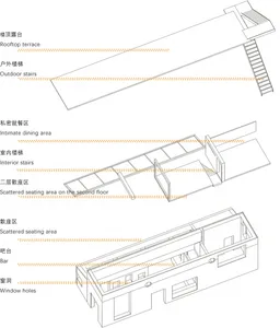 2D floor plan of a modern house with labeled rooms, stairs, and a window, featuring a mix of English and Chinese text