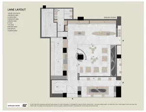 2D floor plan of a modern hotel with a dining area, kitchen, and multiple bedrooms, featuring clear labels and measurements