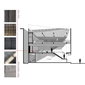 A bustling office interior with various rooms and occupants, featuring linework and labels on a 2D architectural drawing