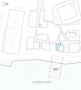 2D floor plan of a museum with various rooms and spaces labeled, showcasing a mix of architectural styles