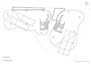 2D floor plan of a modern dining space with chairs and benches, linework and labels indicating room layout and measurements