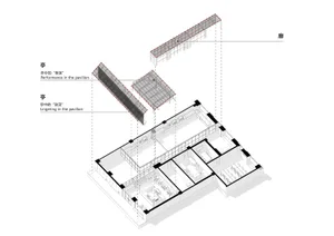 A modern architectural floor plan with open areas, white walls, and clear lines, suggesting a contemporary and functional environment