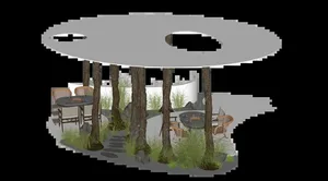 A restaurant dining area with multiple tables and chairs, creating a cozy atmosphere for patrons