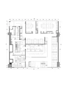 Architectural rendering of a modern building's interior with multiple rooms, neutral tones, and a focus on openness and efficient space use