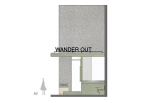 石造建築外觀，寧靜氛圍，一對情侶牽著狗走在入口附近