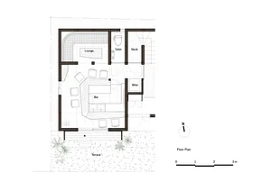 Architectural rendering of a modern home with clean lines, minimalistic elements, and natural light from windows