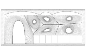 Modern museum design with a large open area, multiple rooms, and natural light from windows, supplemented by artificial lighting